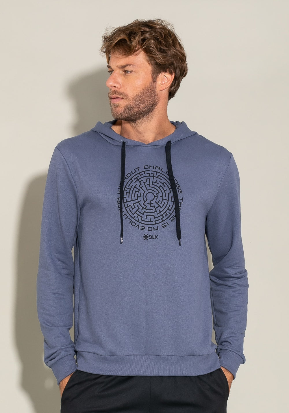 Casaco com capuz for men azul marinho com silk preto