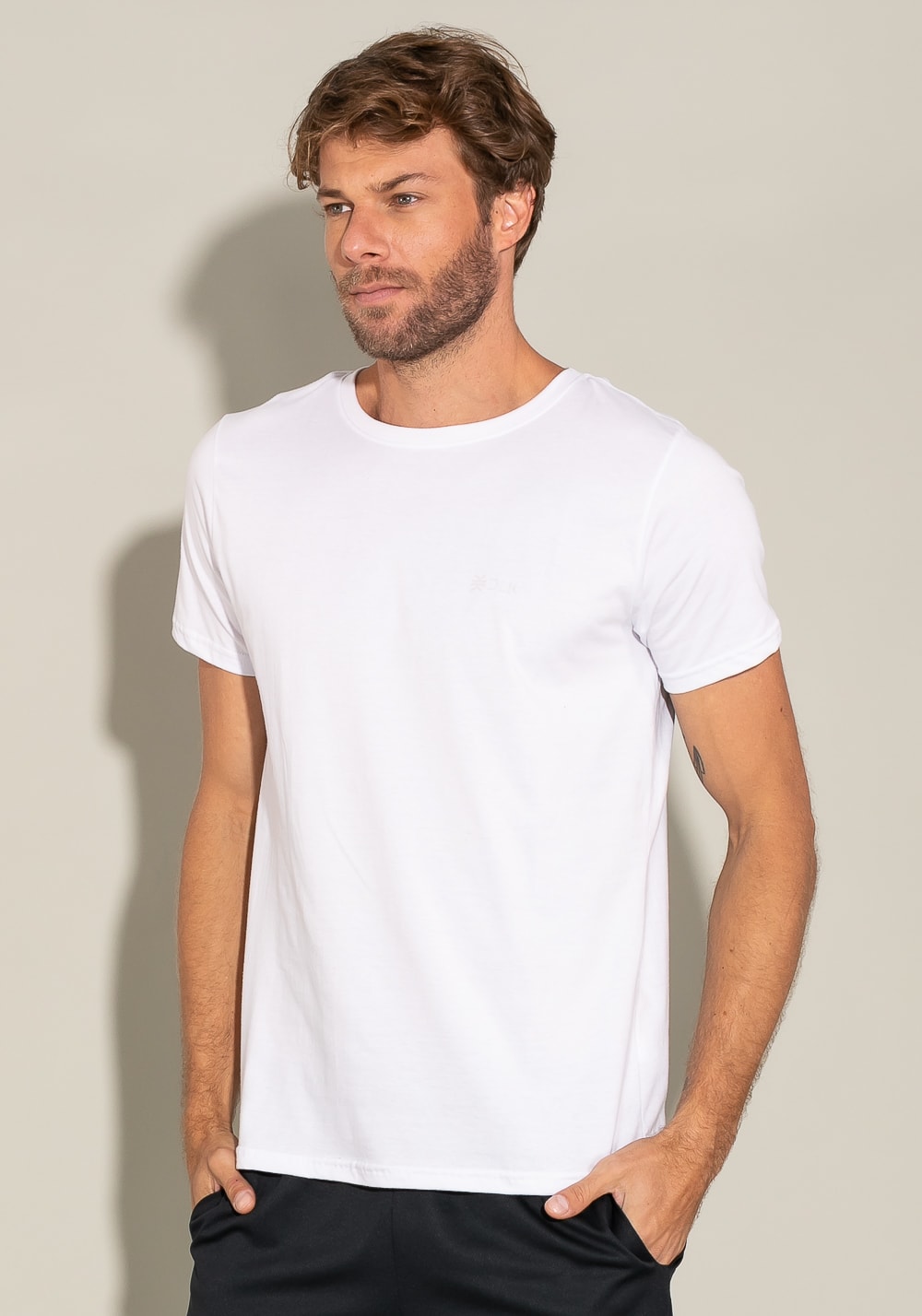 Camiseta algodão manga curta for men slim branco