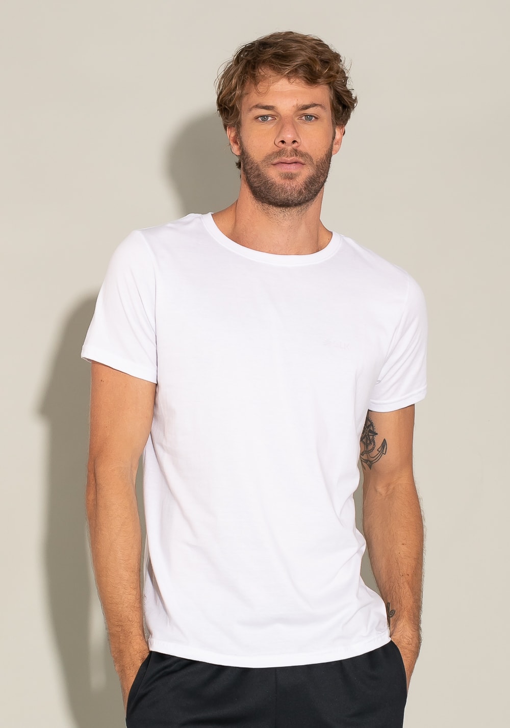 Camiseta algodão manga curta for men slim branco