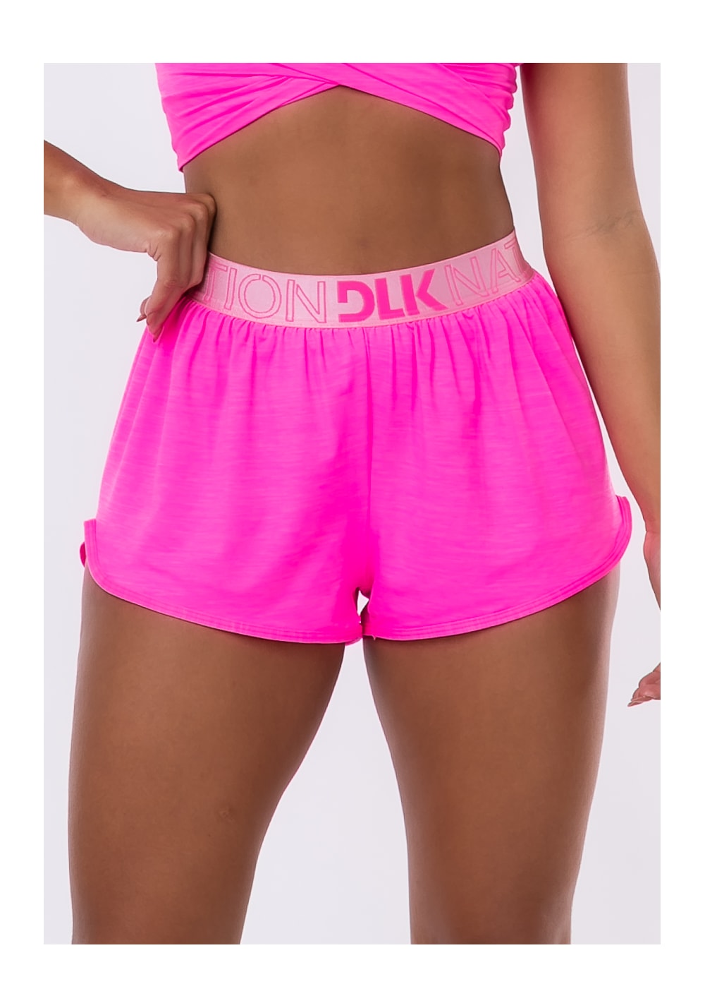 Short corrida nation com elástico na cintura rosa