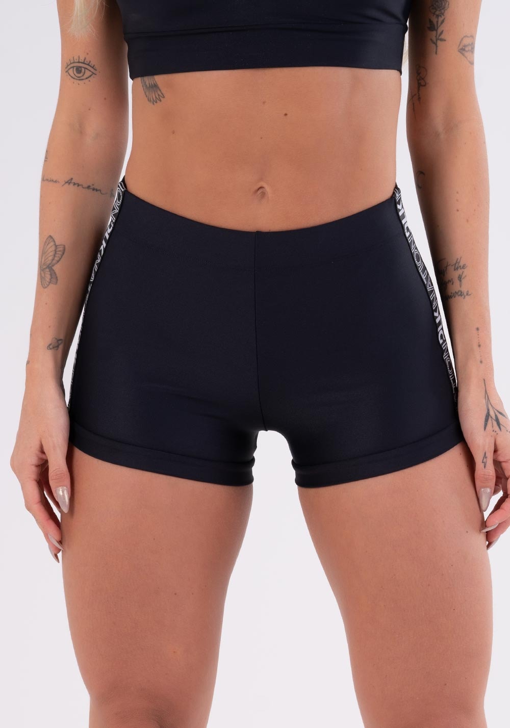 Short nation com elástico personalizado na lateral preto