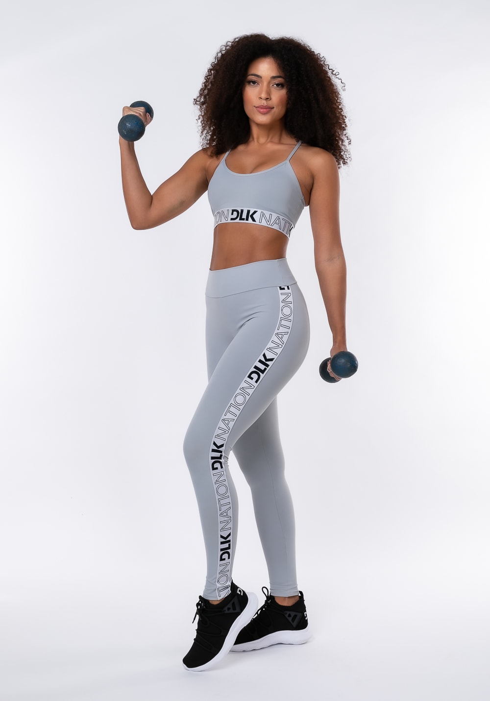 Calça legging nation com elástico lateral prata
