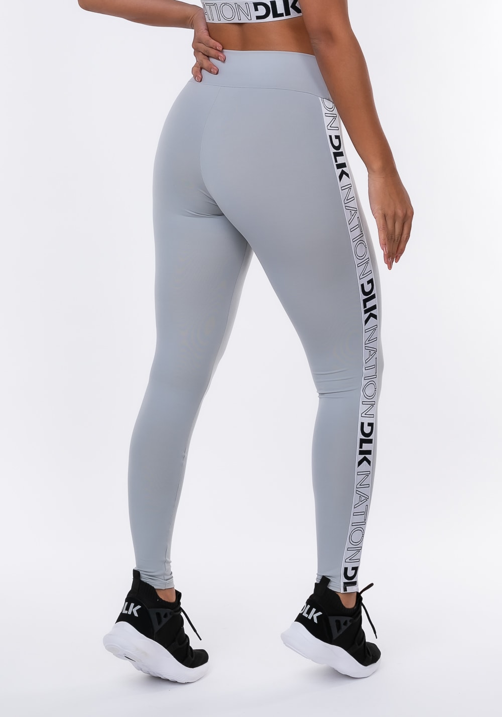 Calça legging nation com elástico lateral prata