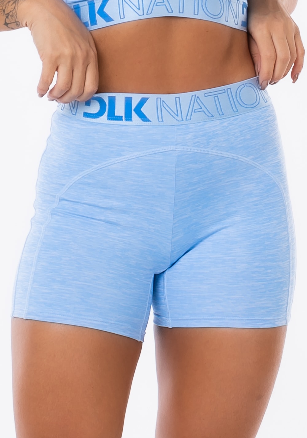 Short curto nation com elástico na cintura azul