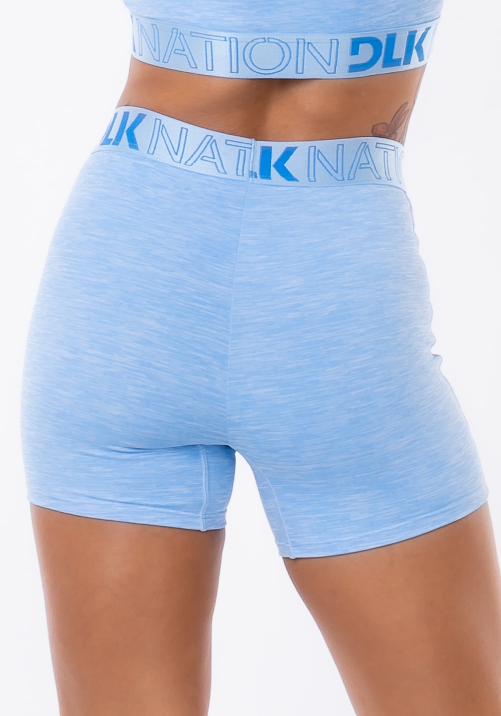 Short curto nation com elástico na cintura azul