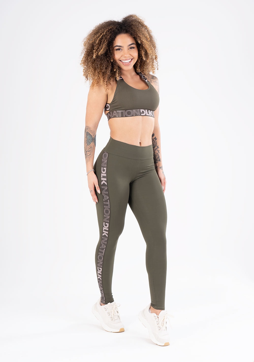 Calça legging nation com elástico lateral verde militar