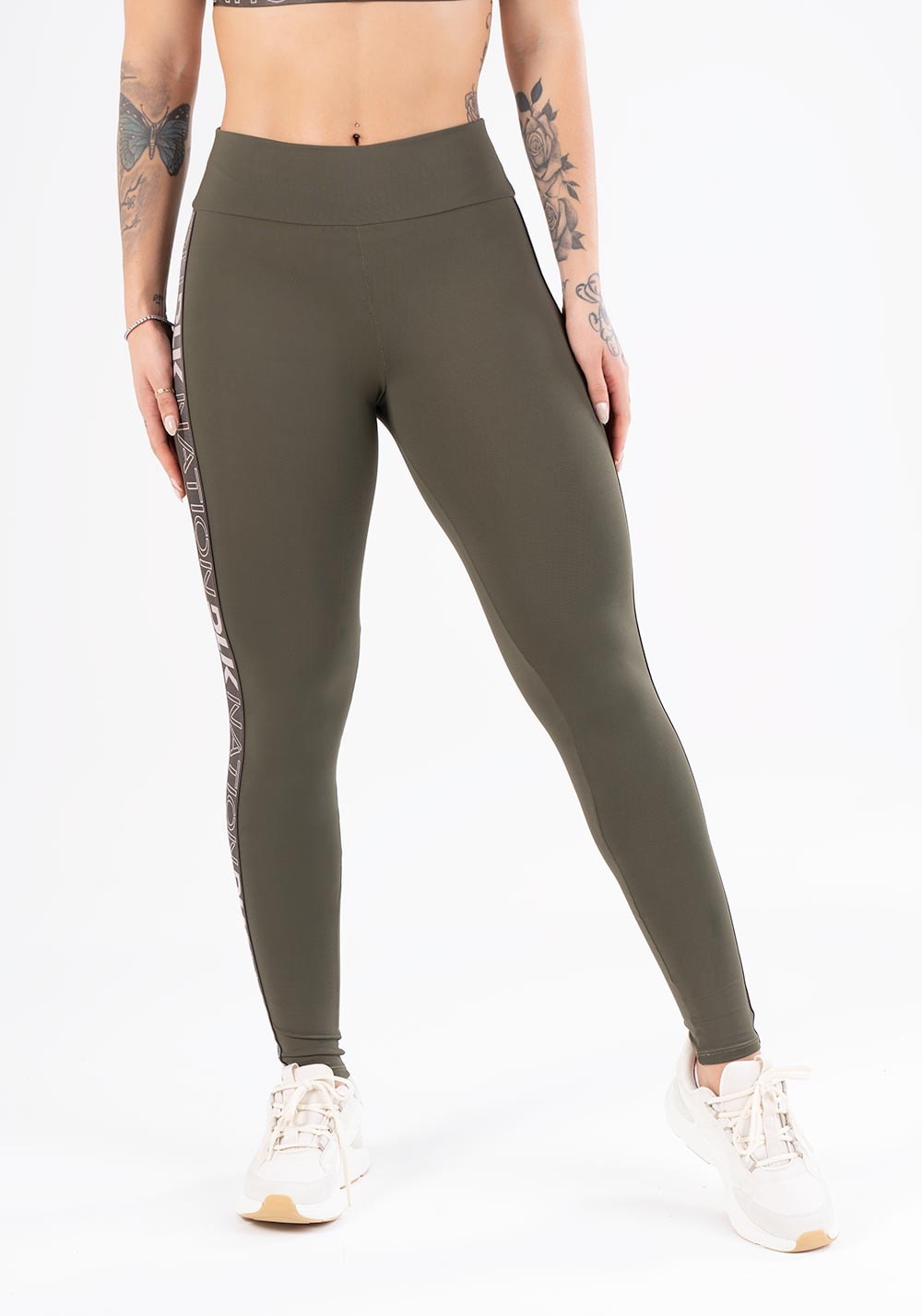 Calça legging nation com elástico lateral verde militar