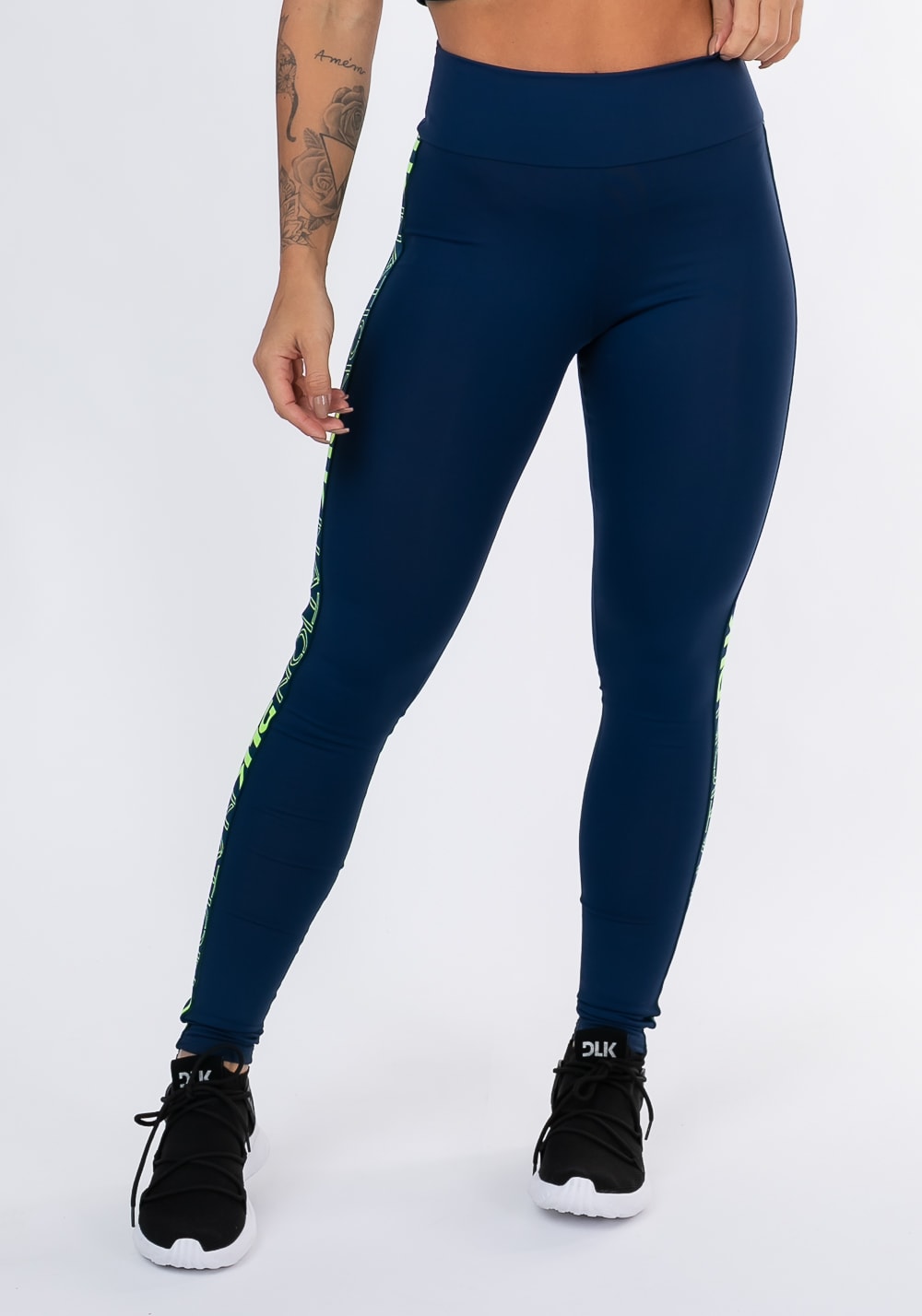 Calça legging nation com elástico lateral azul marinho