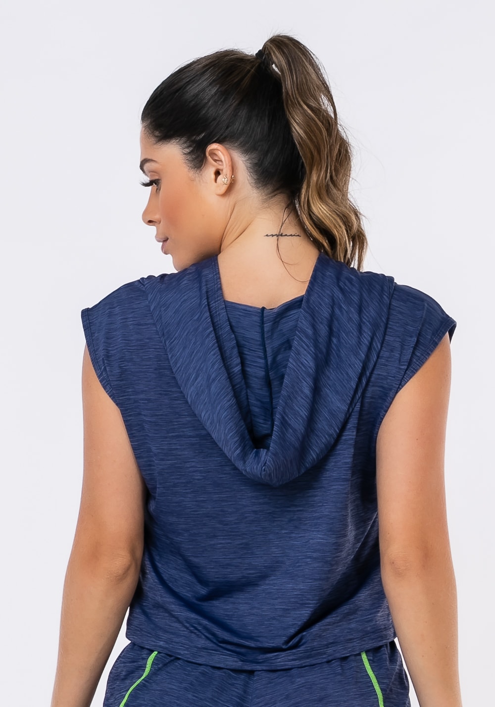 Cropped com capuz nation azul marinho