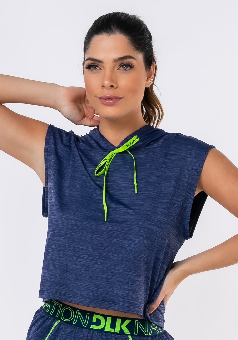 Cropped com capuz nation azul marinho