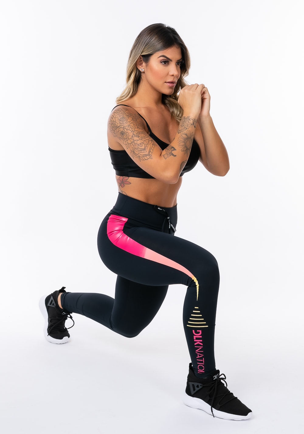 Calça legging nation com cadarço e silk degradê preto