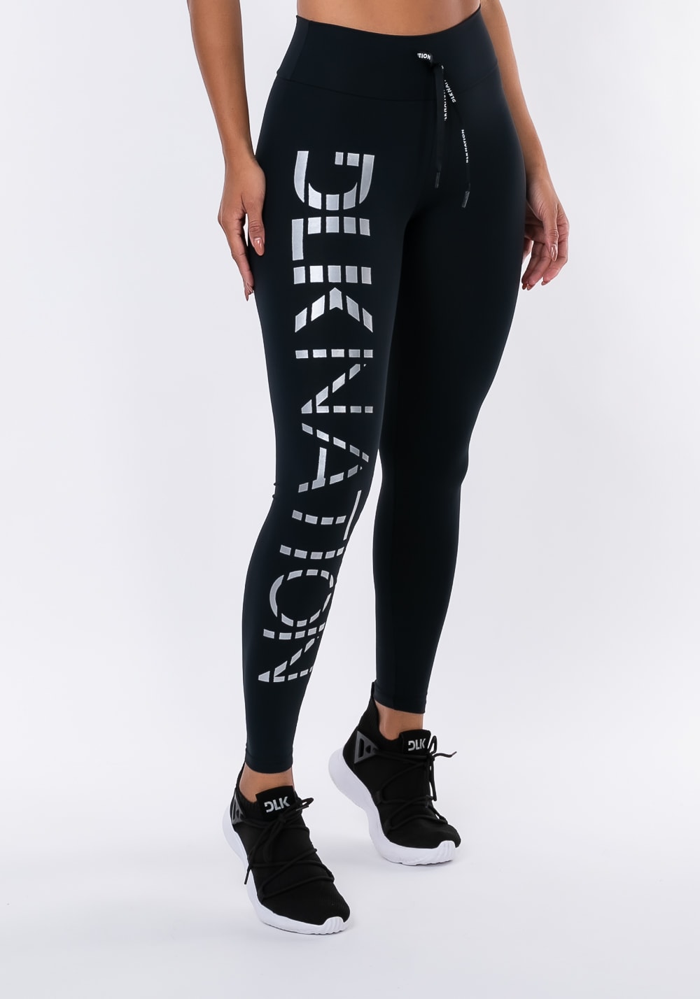 Calça legging nation com cadarço e silk preto