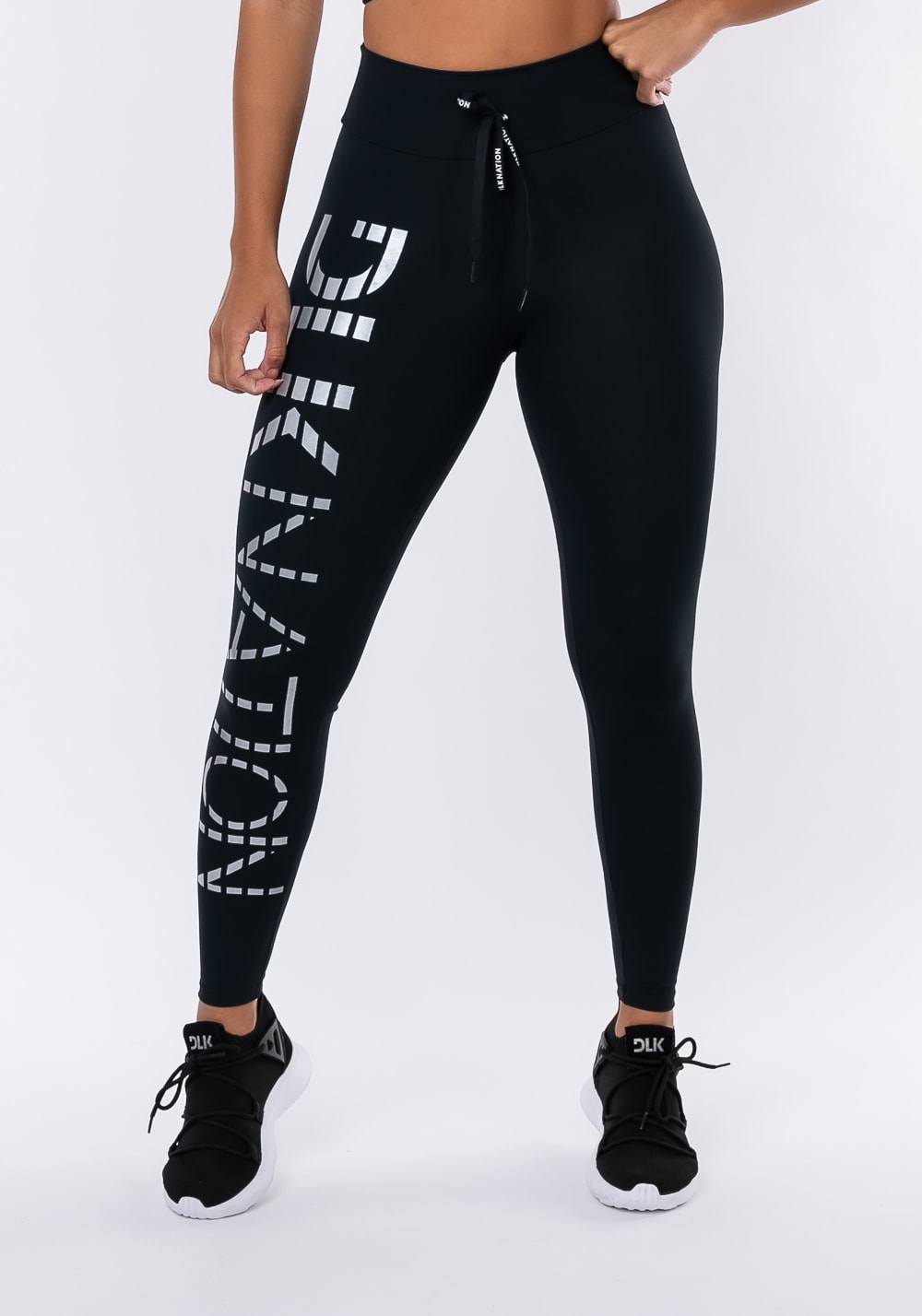 Calça legging nation com cadarço e silk preto