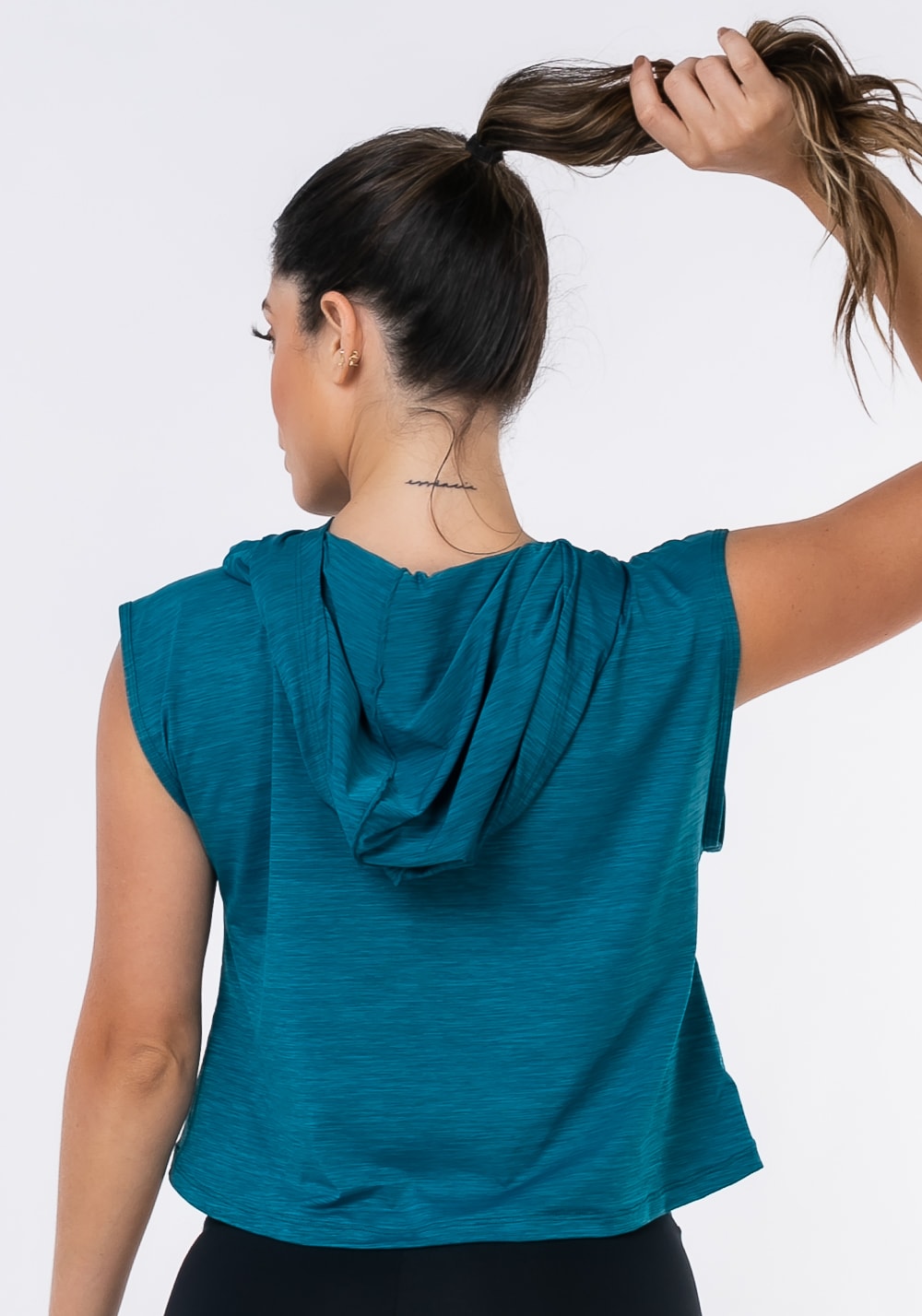 Cropped com capuz nation azul