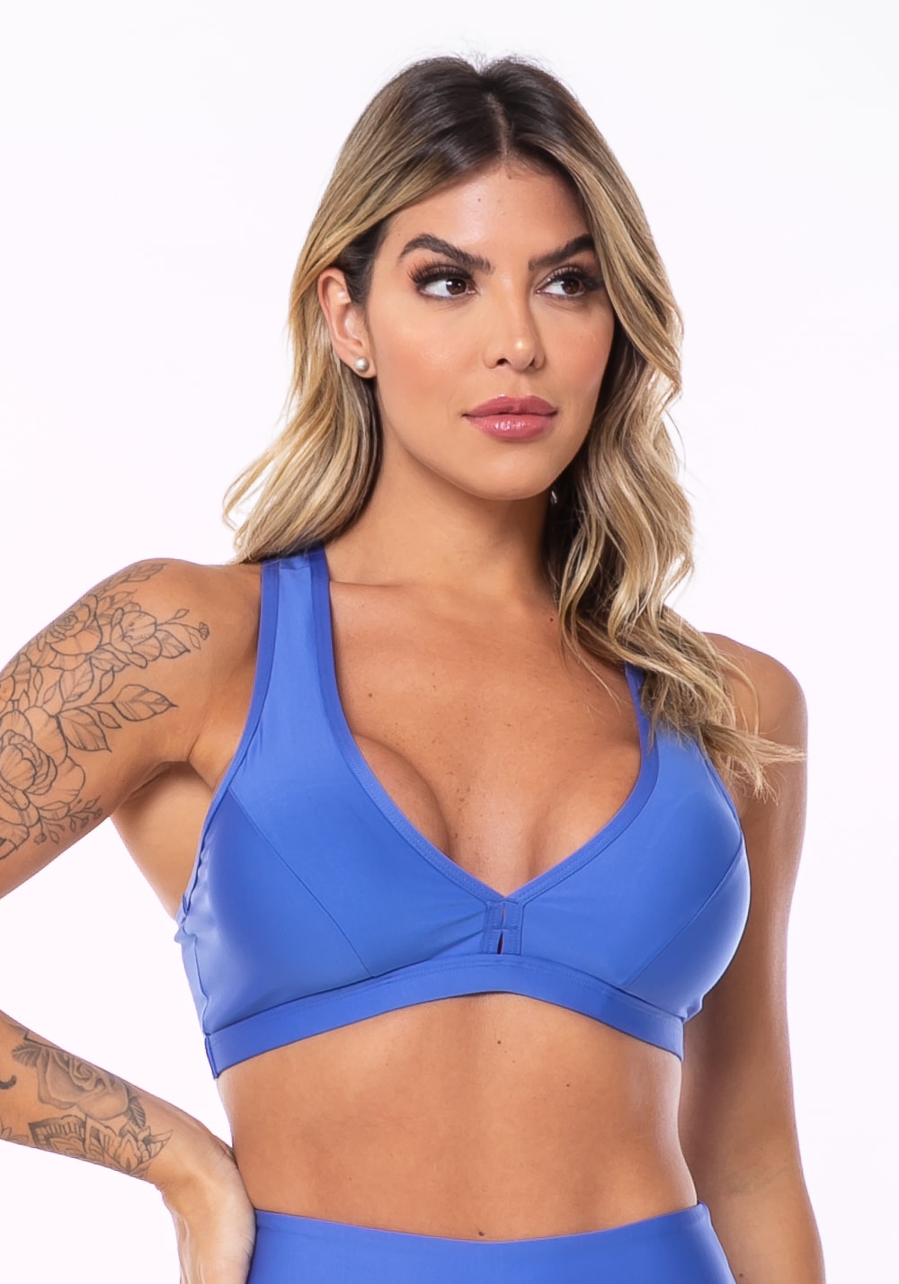 Top equilibrium azul com bojo modelo nadador