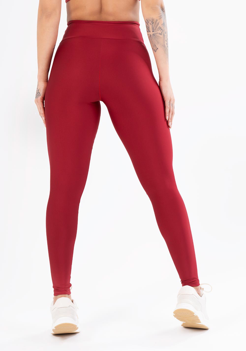 Calça legging equilibrium vermelho com cós largo