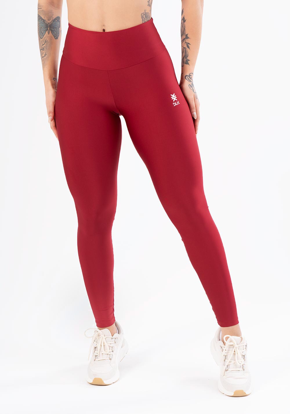 Calça legging equilibrium vermelho com cós largo