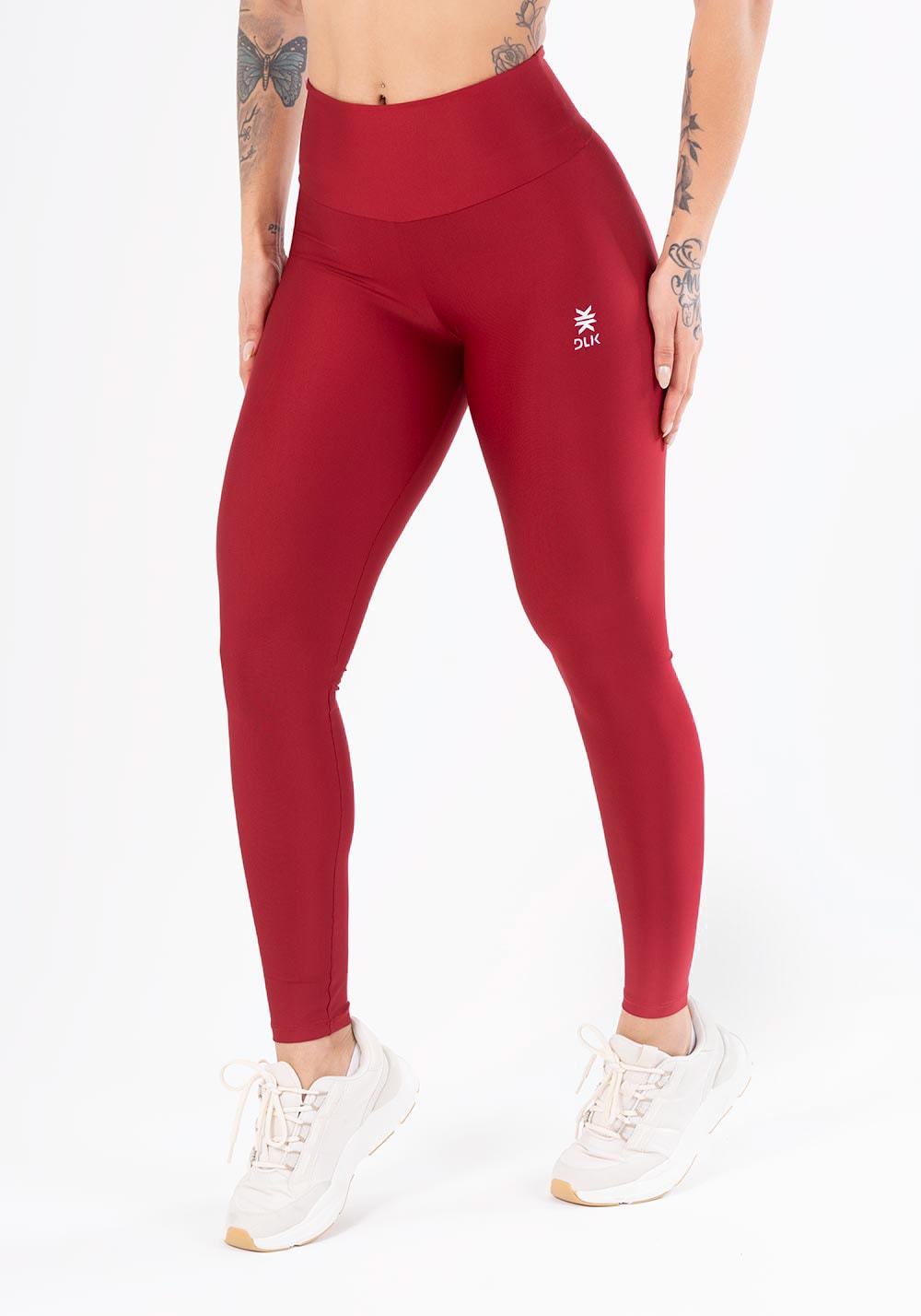 Calça legging equilibrium vermelho com cós largo