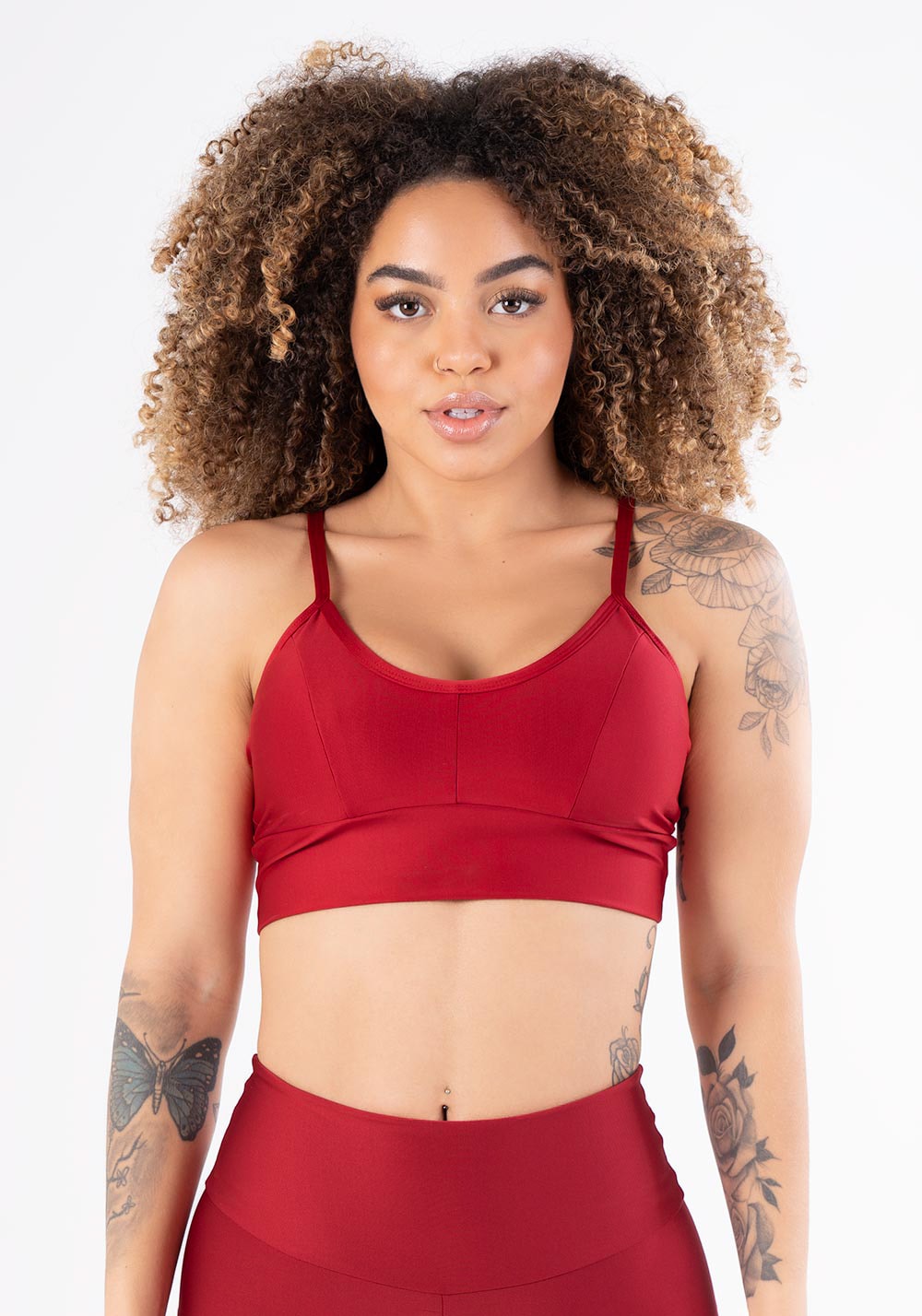 Top equilibrium vermelho com bojo e alças finas