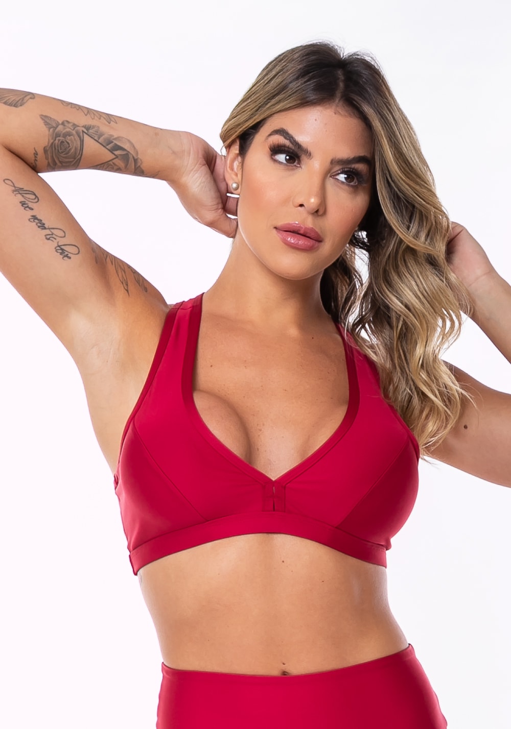 Top equilibrium vermelho com bojo modelo nadador