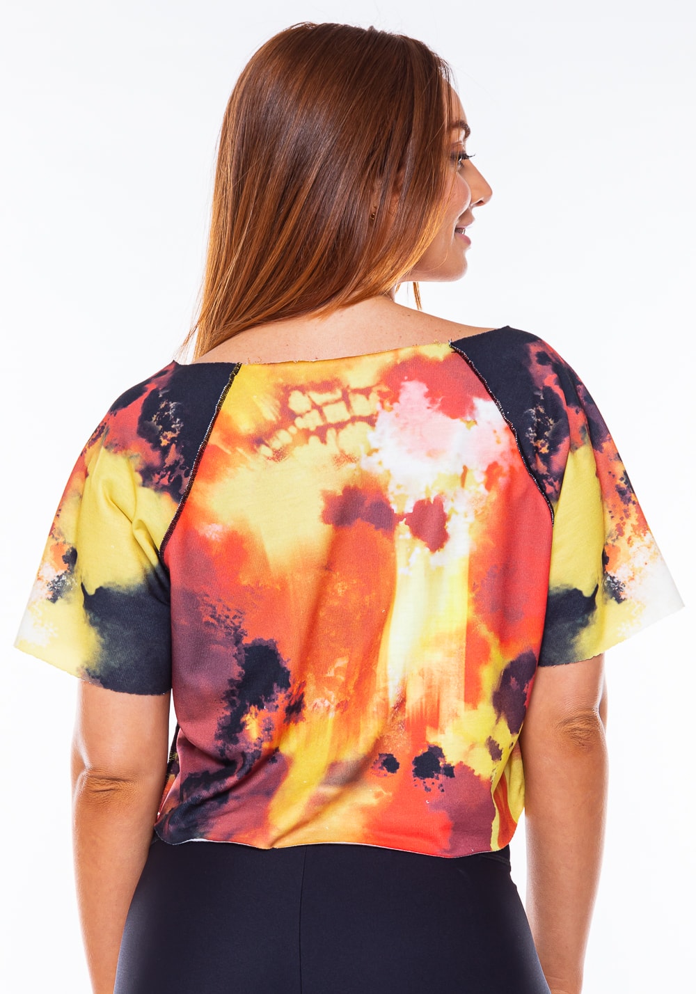 Cropped moletinho new way estampado fire