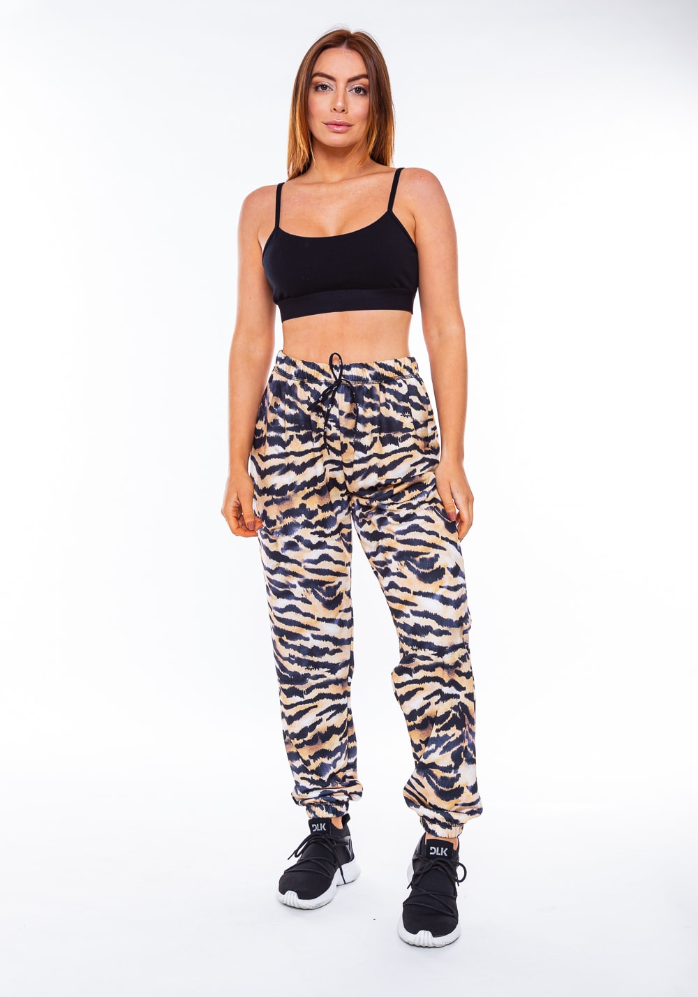 Calça moletinho jogging new way estampado tigrado