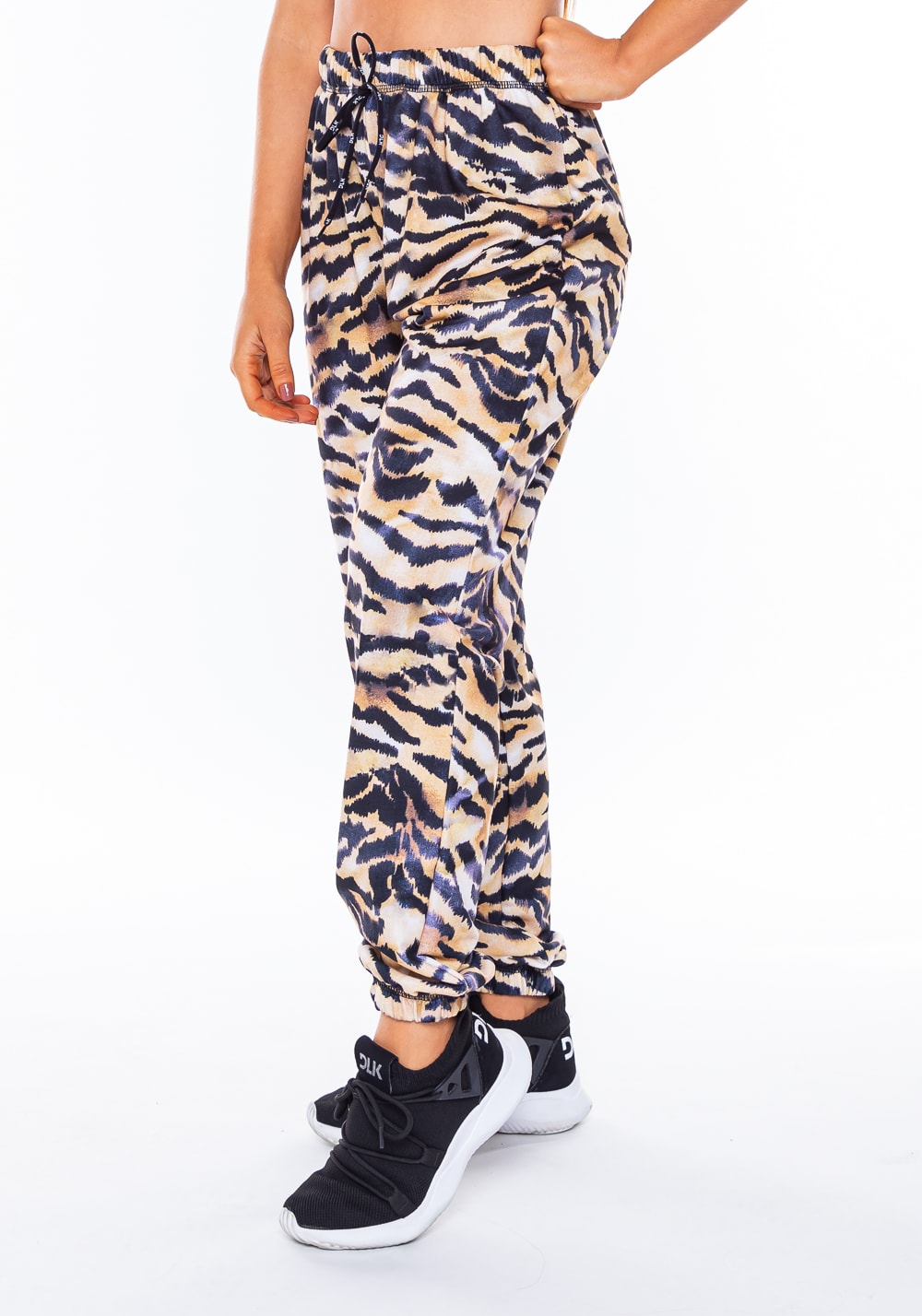 Calça moletinho jogging new way estampado tigrado