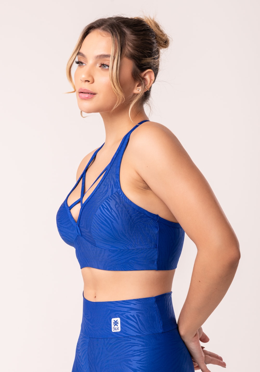 Top com bojo shine azul texturizado nadador