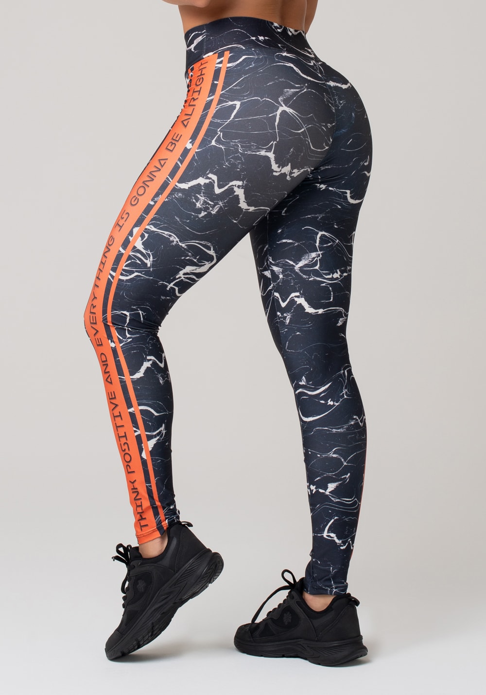 Calça legging printed estampada marmorizado com cadarço