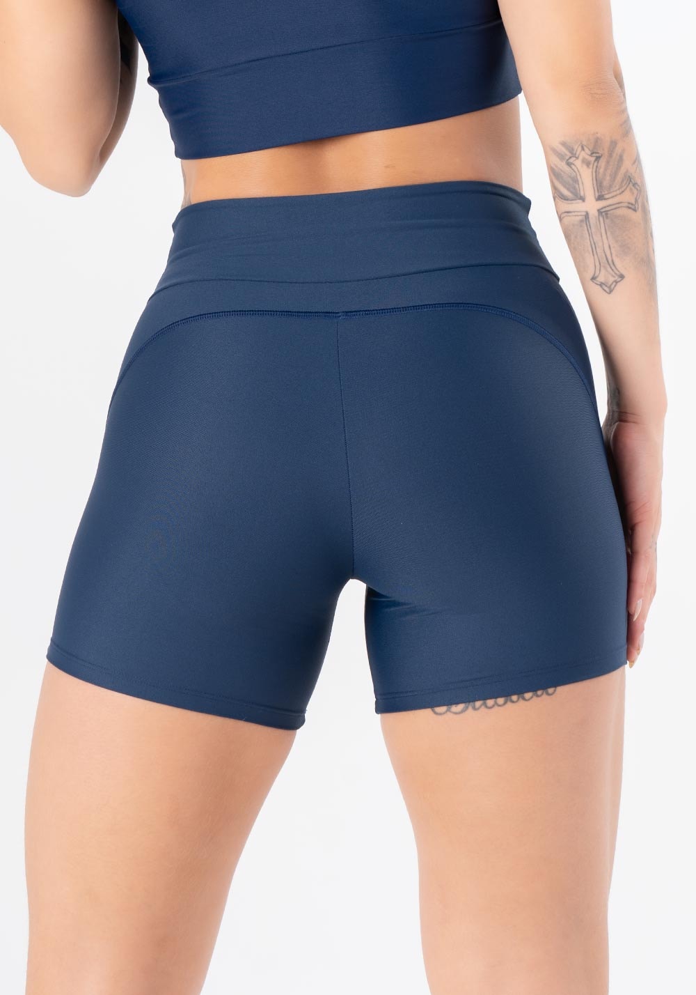 Short fitness azul marinho com cadarço básico