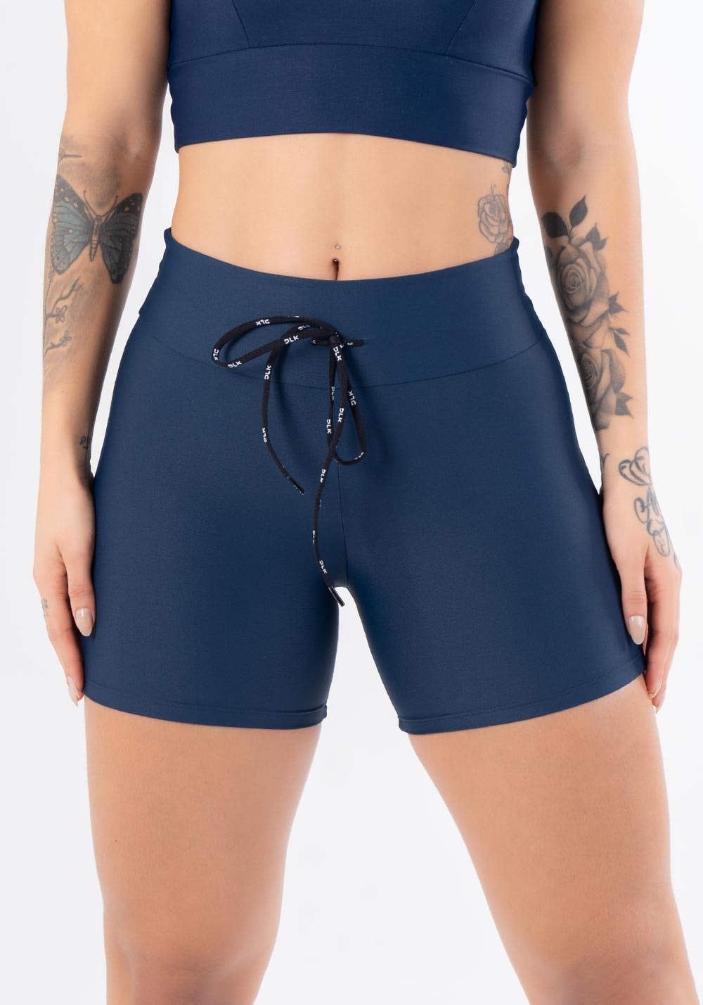 Short fitness azul marinho com cadarço básico