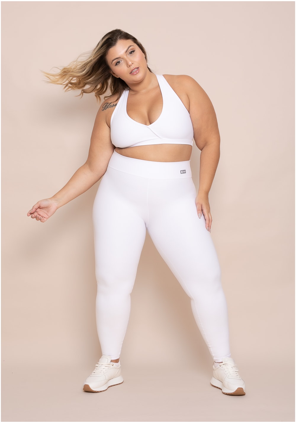 Legging fitness feminina branca action