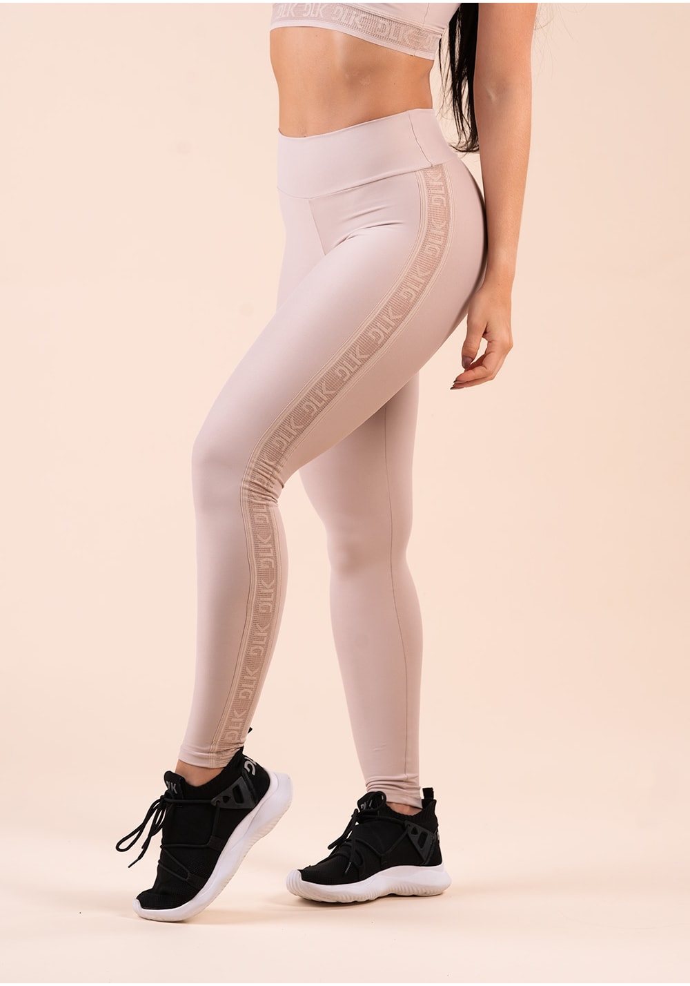 Legging fitness feminina nude elástico lateral action