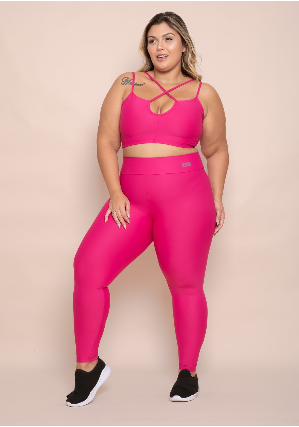 Legging fitness feminina pink action