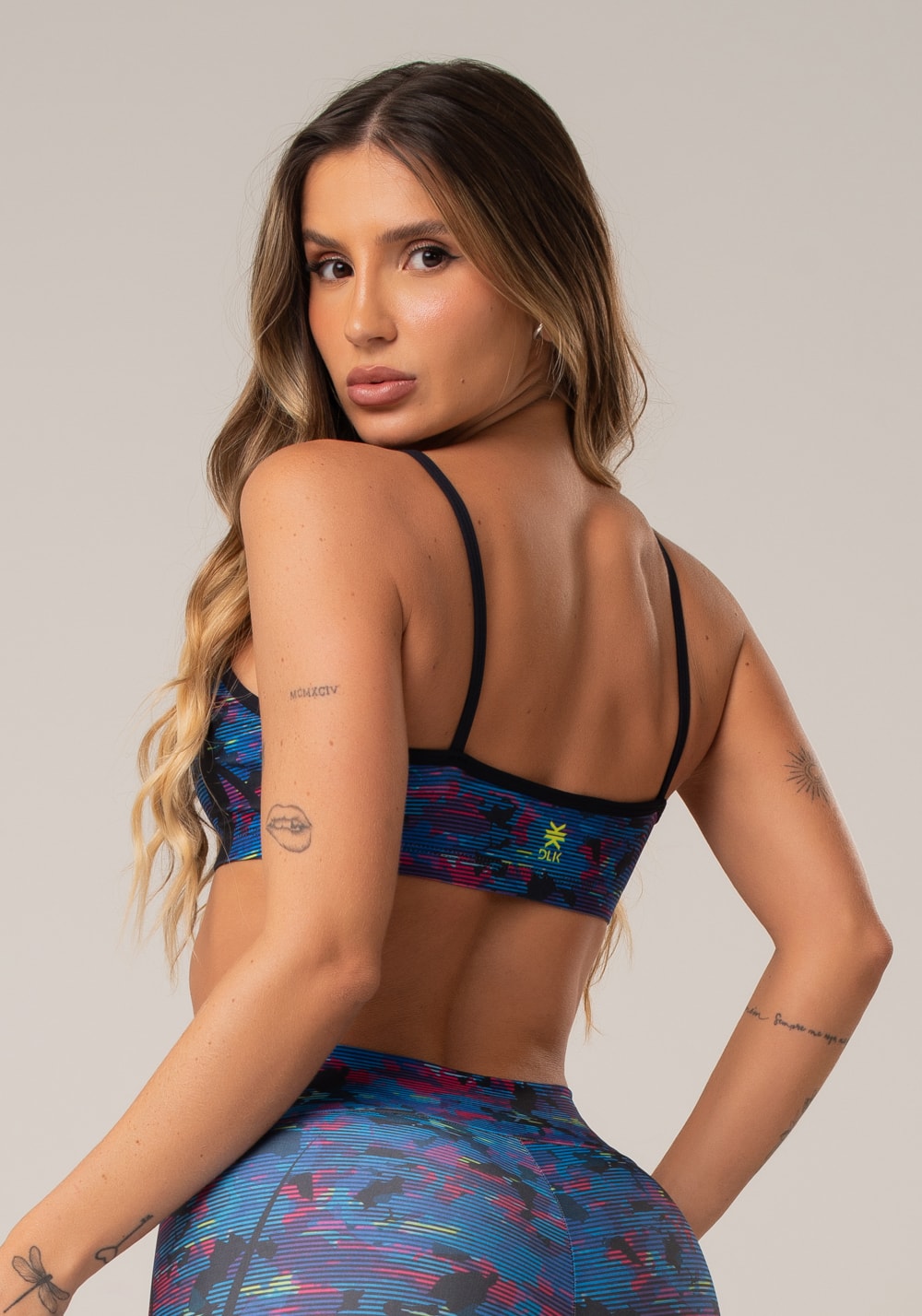 Top fitness feminino com bojo new printed estampado abstrato royal