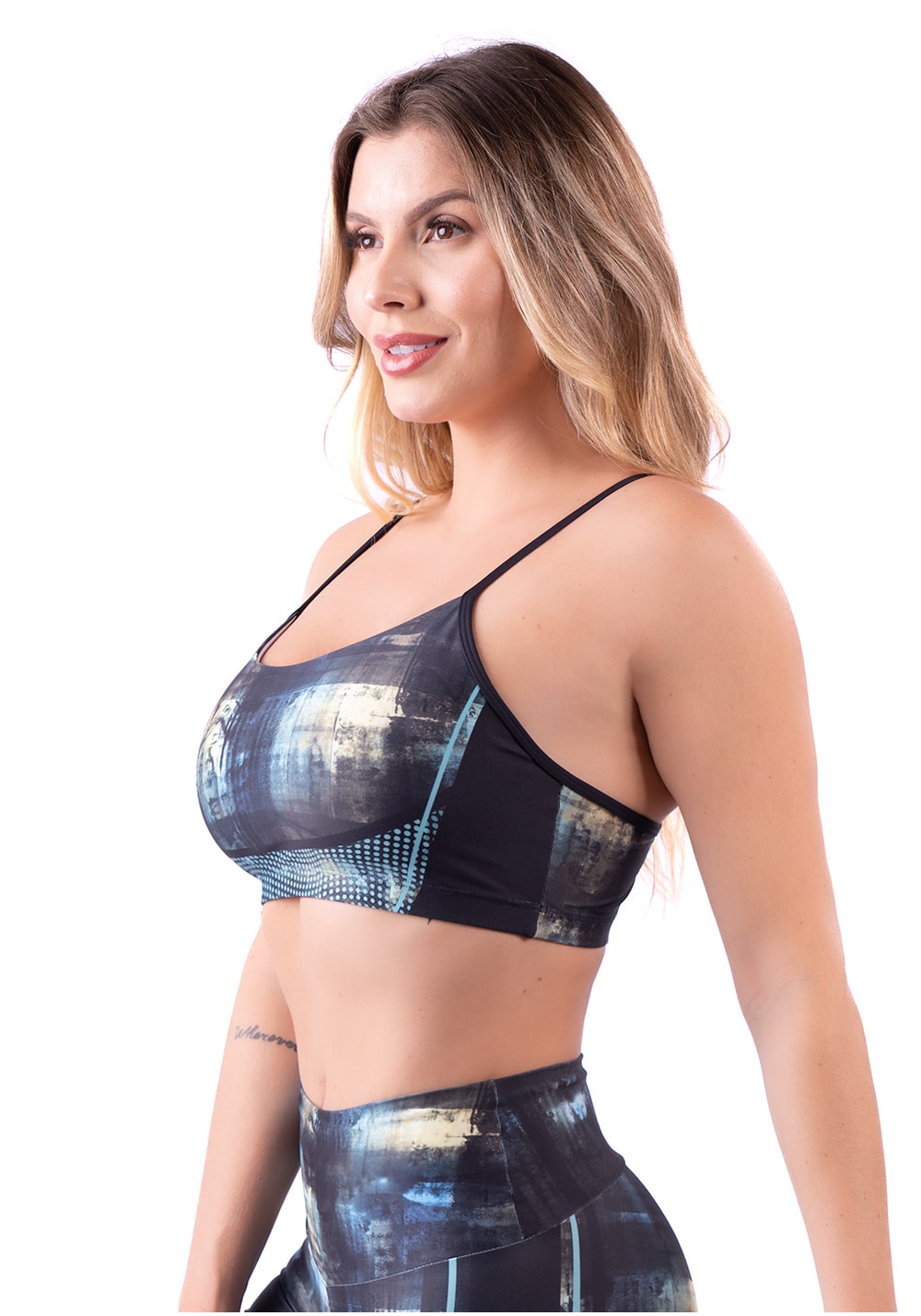 Top fitness feminino com bojo new printed estampado art black