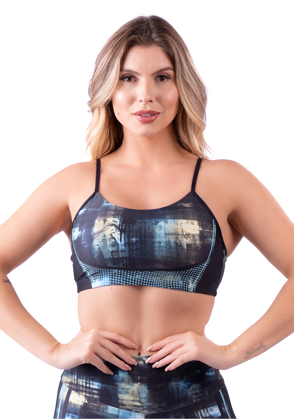 Top fitness feminino com bojo new printed estampado art black