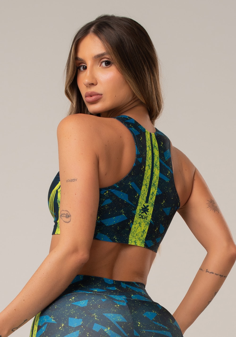 Top fitness feminino nadador new printed estampado abstrato
