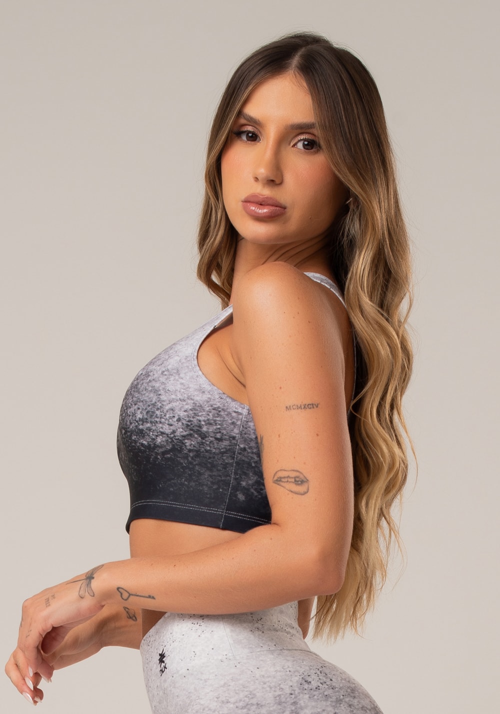 Top fitness feminino nadador new printed estampado placement