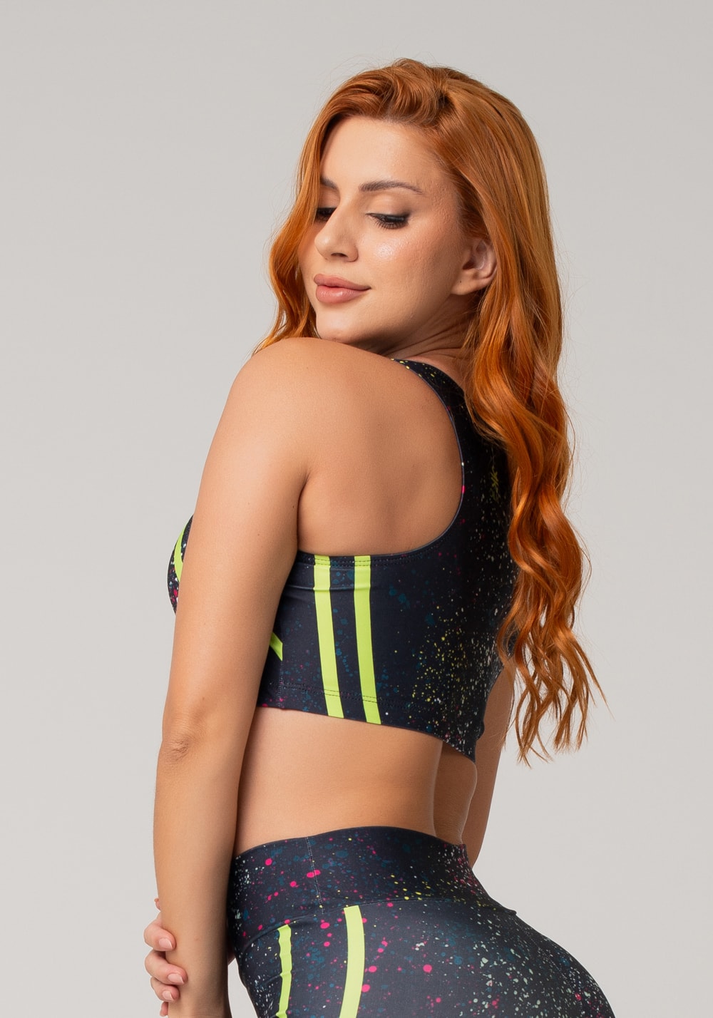 Top fitness feminino nadador new printed estampado sparkle