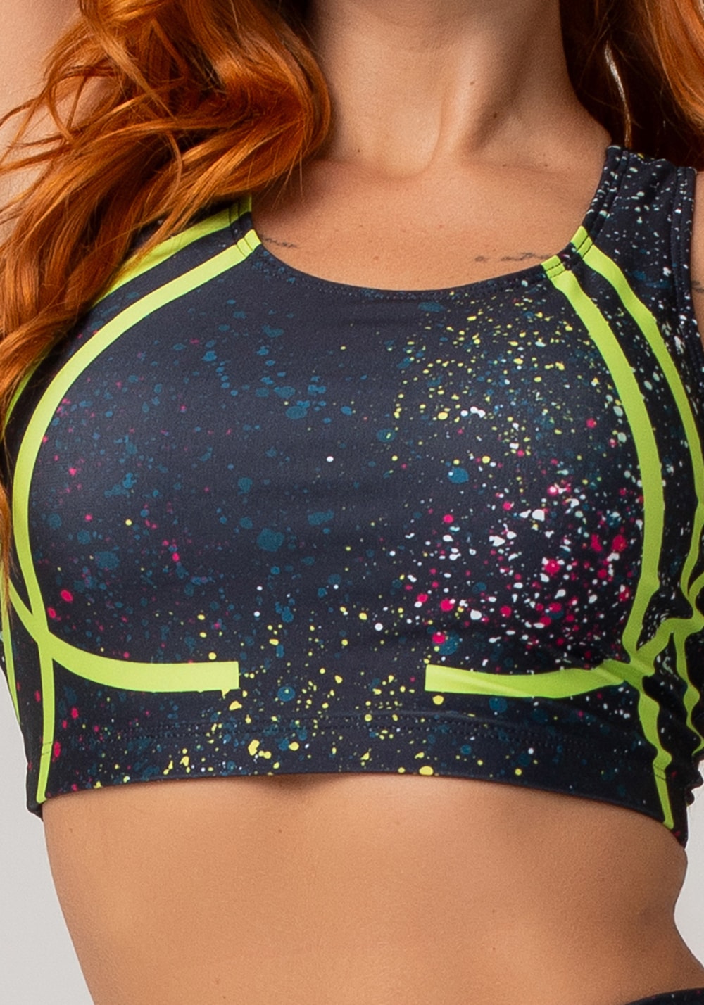 Top fitness feminino nadador new printed estampado sparkle