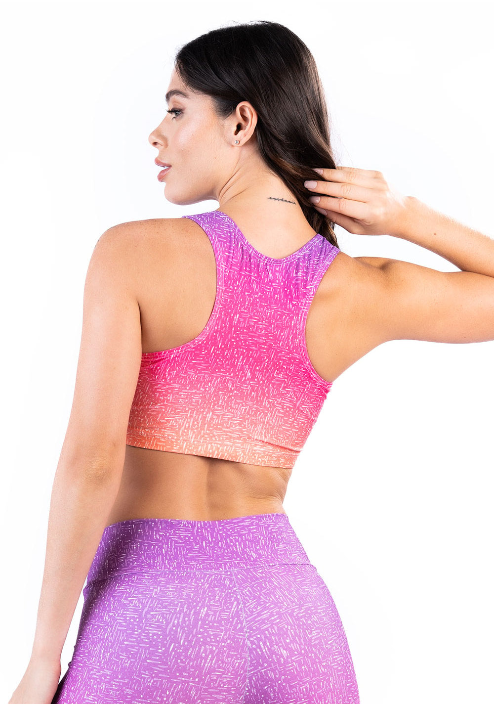 Top fitness feminino nadador new printed degradê rosa