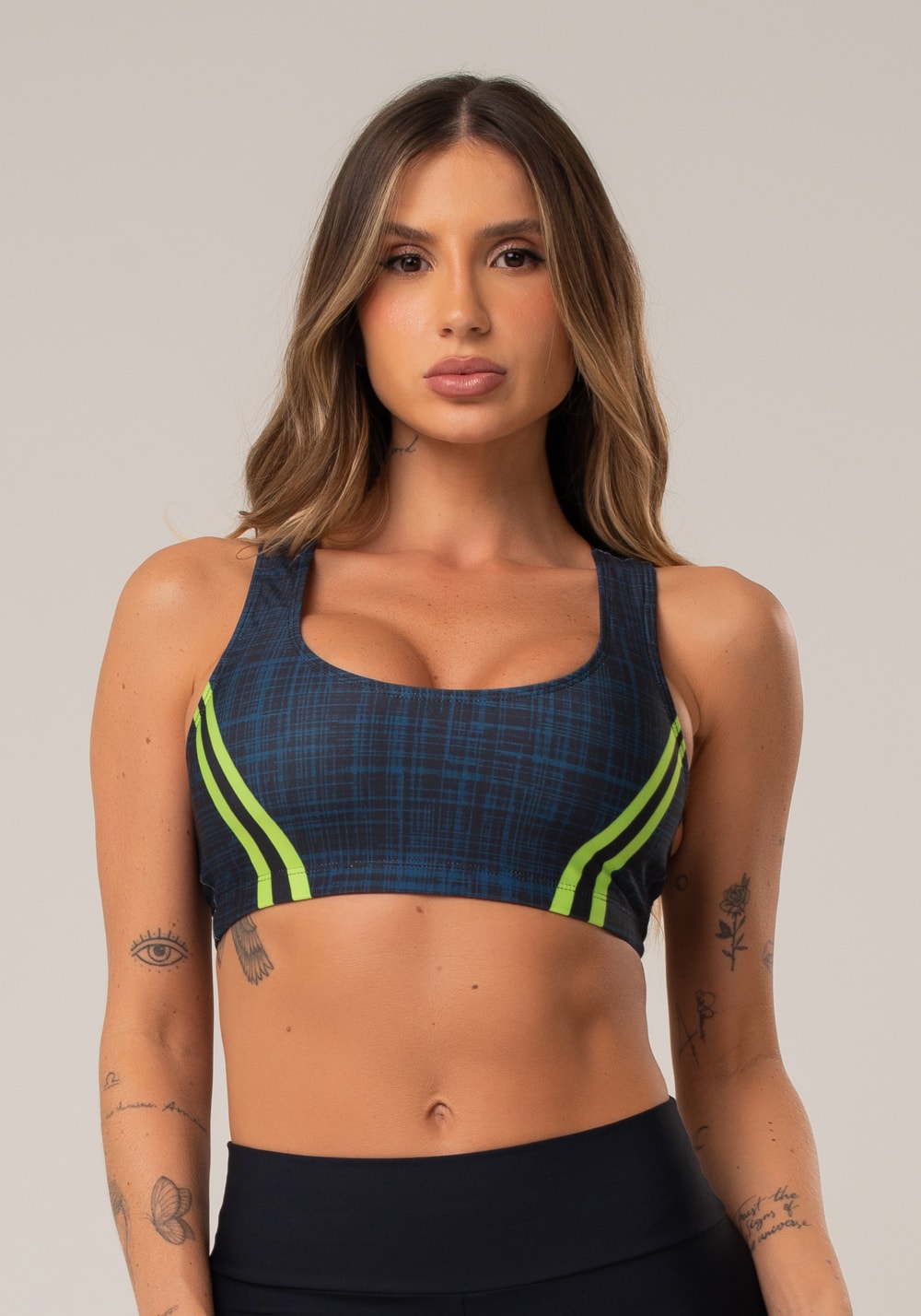 Top fitness feminino new printed estampado mix geo neon