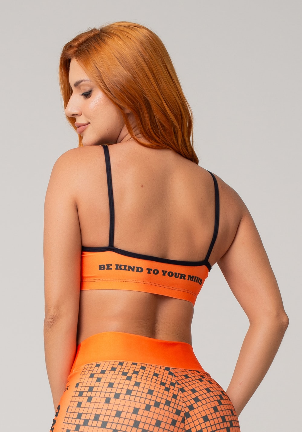 Top fitness feminino new printed estampado gradiente square laranja