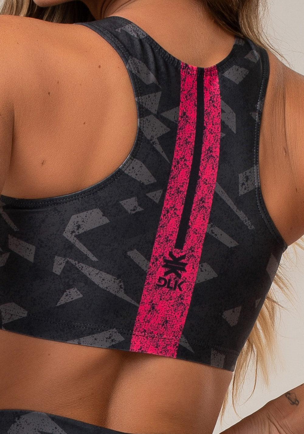 Top fitness feminino nadador new printed estampado abstrato pink