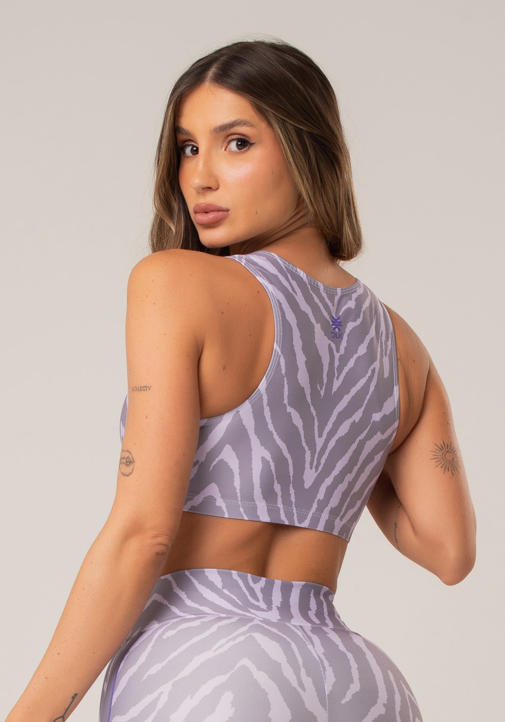 Top fitness feminino new printed estampado zebra lilás