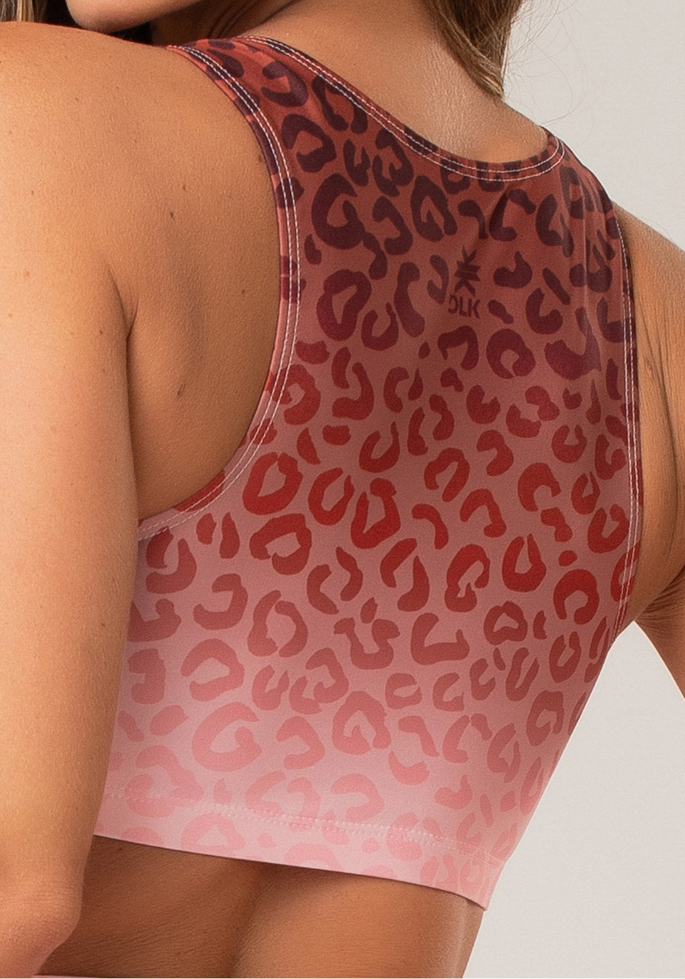 Top fitness feminino new printed estampado onça marrom