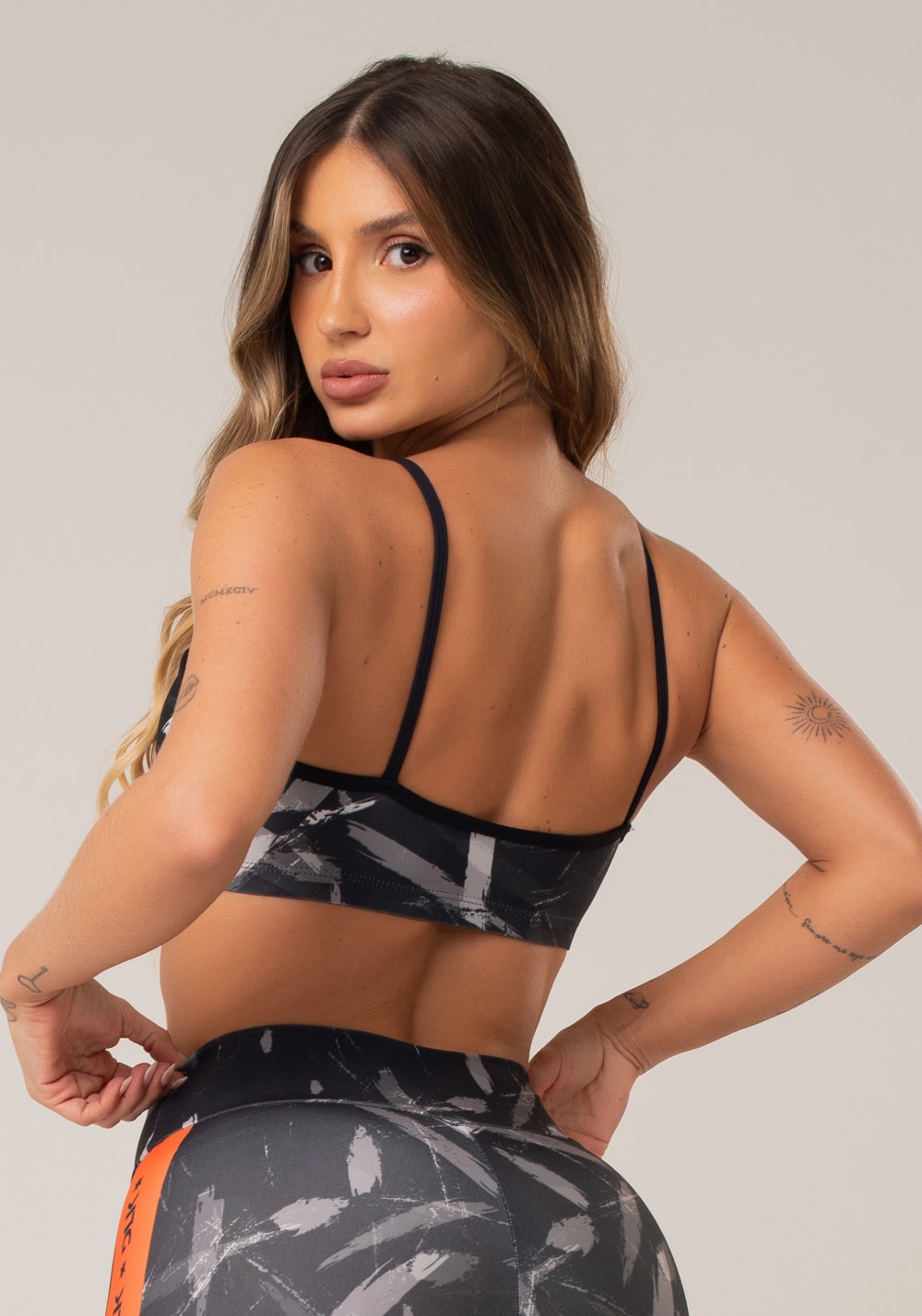 Top fitness feminino com bojo new printed estampado brush