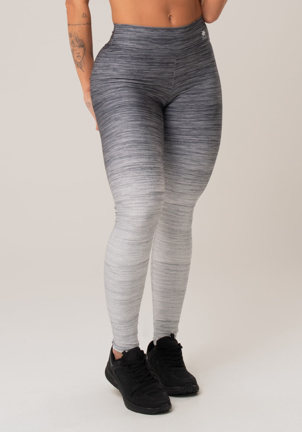 Legging fitness feminina new printed estampada melange degradê branco