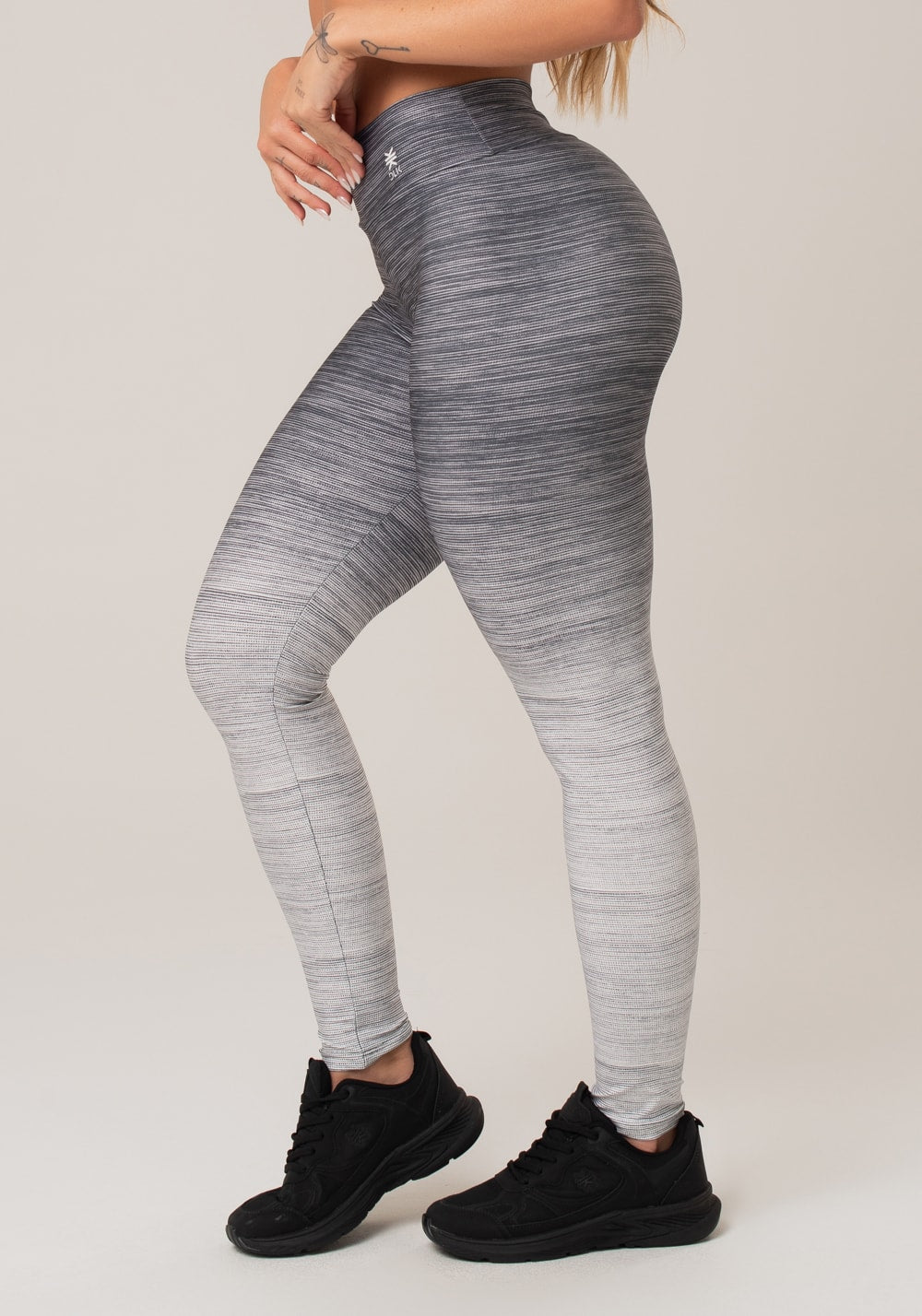 Legging fitness feminina new printed estampada melange degradê branco